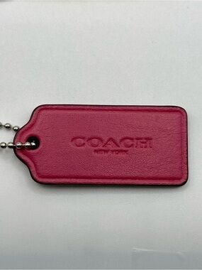 Coach Pink Leather Hang Tag with Ball Chain